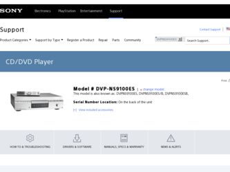 DVP-NS9100ES driver download page on the Sony site