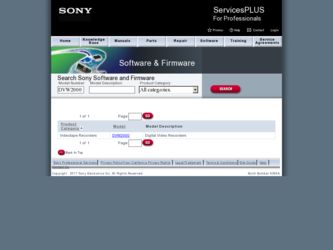 DVW2000 driver download page on the Sony site