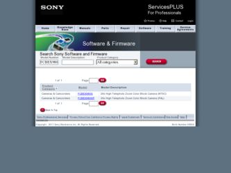 FCBEX980S driver download page on the Sony site