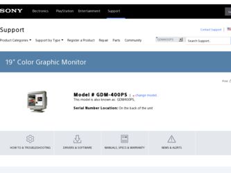 GDM-400PS driver download page on the Sony site