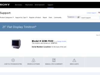 GDM-F500 driver download page on the Sony site