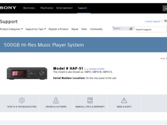HAP-S1 driver download page on the Sony site