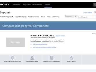 HCD-GPX55 driver download page on the Sony site