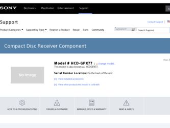HCD-GPX77 driver download page on the Sony site