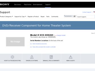 HCD-HDX265 driver download page on the Sony site