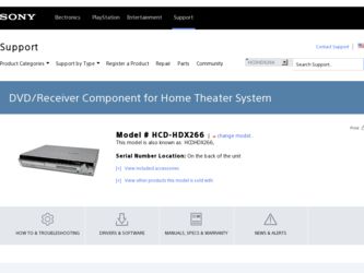 HCD-HDX266 driver download page on the Sony site