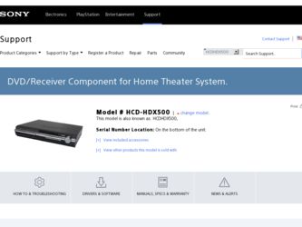 HCD-HDX500 driver download page on the Sony site