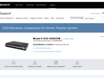HCD-HDX501W driver download page on the Sony site