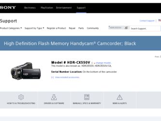 HDR-CX550V driver download page on the Sony site