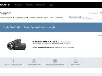 HDR-CX700V driver download page on the Sony site