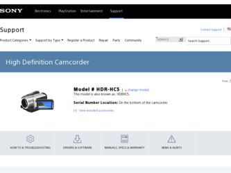 HDR HC5 driver download page on the Sony site