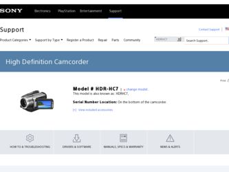 HDR HC7 driver download page on the Sony site