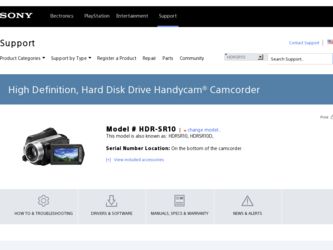 HDR SR10 driver download page on the Sony site