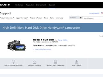 HDR-SR11 driver download page on the Sony site