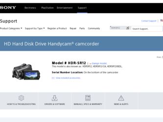 HDR SR12 driver download page on the Sony site