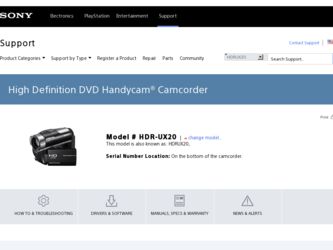 HDR-UX20 driver download page on the Sony site