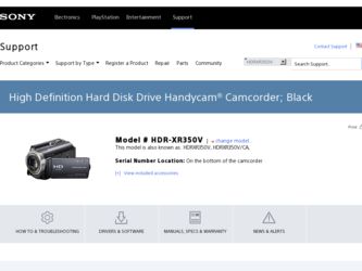 HDR-XR350V driver download page on the Sony site