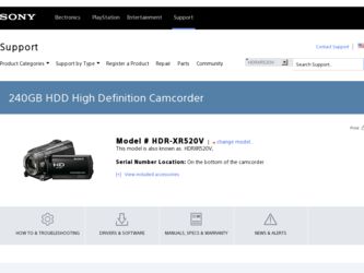 HDR XR520V driver download page on the Sony site