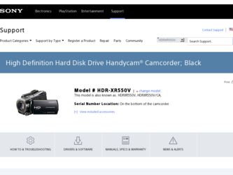 HDR-XR550V driver download page on the Sony site