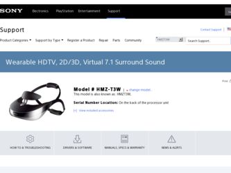 HMZ-T3W driver download page on the Sony site