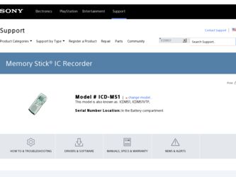 ICD-MS1 driver download page on the Sony site
