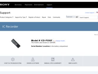 ICD-P330F driver download page on the Sony site