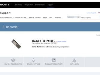 ICD-P530F driver download page on the Sony site