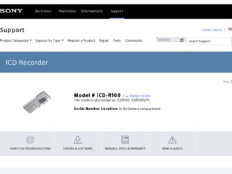 ICD-R100 driver download page on the Sony site
