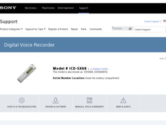 ICD-SX68 driver download page on the Sony site