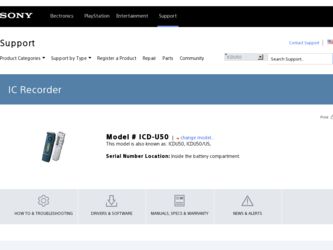 ICD-U50 driver download page on the Sony site