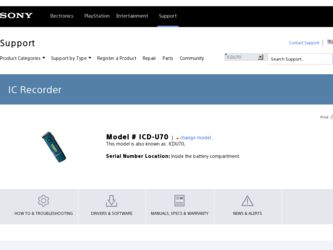 ICD-U70 driver download page on the Sony site