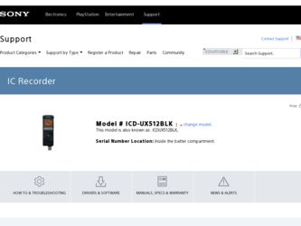 ICD-UX512BLK driver download page on the Sony site