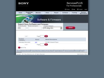 JH1 driver download page on the Sony site