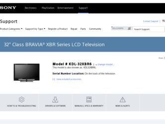 KDL-32XBR6 driver download page on the Sony site
