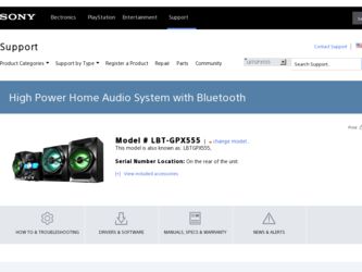 LBT-GPX555 driver download page on the Sony site