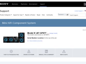 LBT-GPX77 driver download page on the Sony site