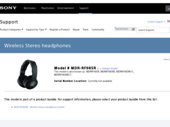 MDR-RF985R driver download page on the Sony site