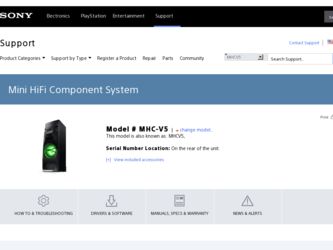 MHC-V5 driver download page on the Sony site