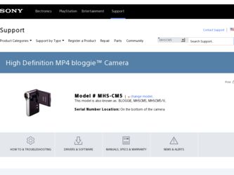 MHS-CM5 driver download page on the Sony site