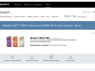 MHS PM1 driver download page on the Sony site