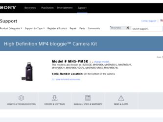 MHS-PM5K driver download page on the Sony site
