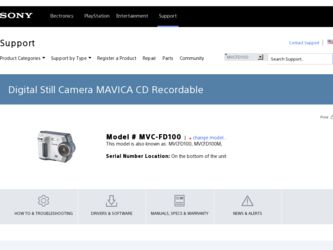 MVCFD100 driver download page on the Sony site