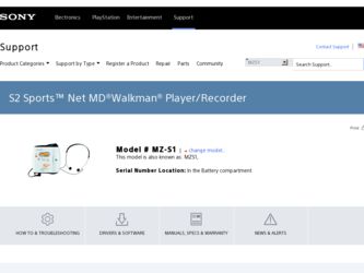 MZ-S1 driver download page on the Sony site