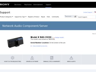 NAS-SV20i driver download page on the Sony site