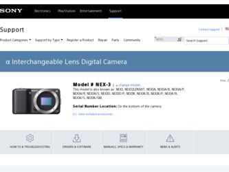 NEX-3K driver download page on the Sony site