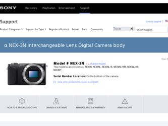NEX-3N driver download page on the Sony site