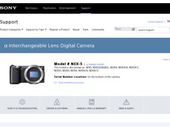 NEX-5 driver download page on the Sony site