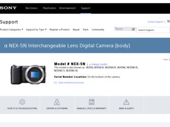 NEX-5NK driver download page on the Sony site