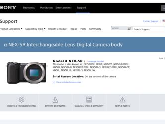 NEX-5R driver download page on the Sony site