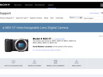 NEX-5T driver download page on the Sony site